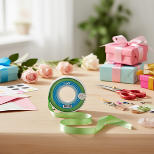 ริบบิ้นผ้าซาตินอิลัน 0.6 ซม. 25 หลา สีเขียวอ่อน D30 - Product Image 3