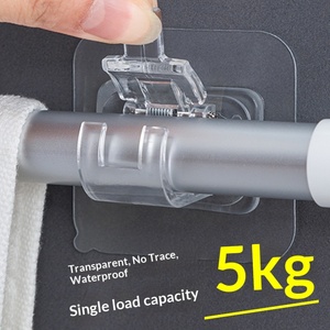 Soporte de Gancho Adhesivo Moderno y Minimalista para Barra de Cortina, Sin Perforaciones, con Barra Transversal Telescópica para Puerta - Product Image 1