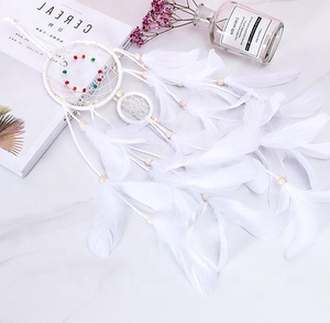 Vente en gros de Offre Spéciale Sweet Home Decor <span class=keywords><strong>Attrape</strong></span>-rêves Ornement de plumes blanches <span class=keywords><strong>Attrape</strong></span>-rêves fait à la main - Product Image 4