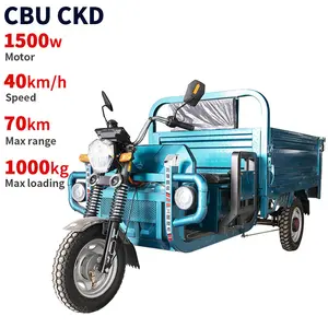 CKD 120series 1500W 70H 40km/h speed 70km range 1000kg load capacity electric cargo tricycle with 1.6*1.1m cabin