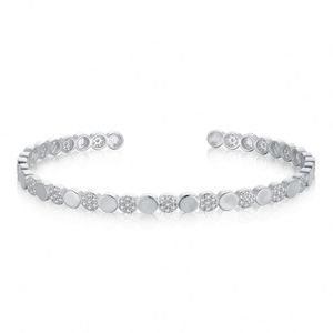 Bracelet ajustable Dylam en argent sterling 925 plaqué or 18 carats avec zircone cubique, motif cercle pavé perlé, pour femme, usage quotidien - Product Image 1