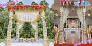 Elegante Mandap de Boda Gujarati con Diseño Paisley, el Mejor Mandap de Boda de Madera con Decoración Paisley, Nuevo Mandap de Boda de Madera de Estilo Abierto para Eventos en el Reino Unido - Product Image 5
