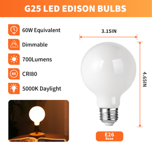 2025 Venta caliente blanco lechoso 7W 700lm 5000K E26 G25 bombilla Led para luz de espejo alrededor - Product Image 2