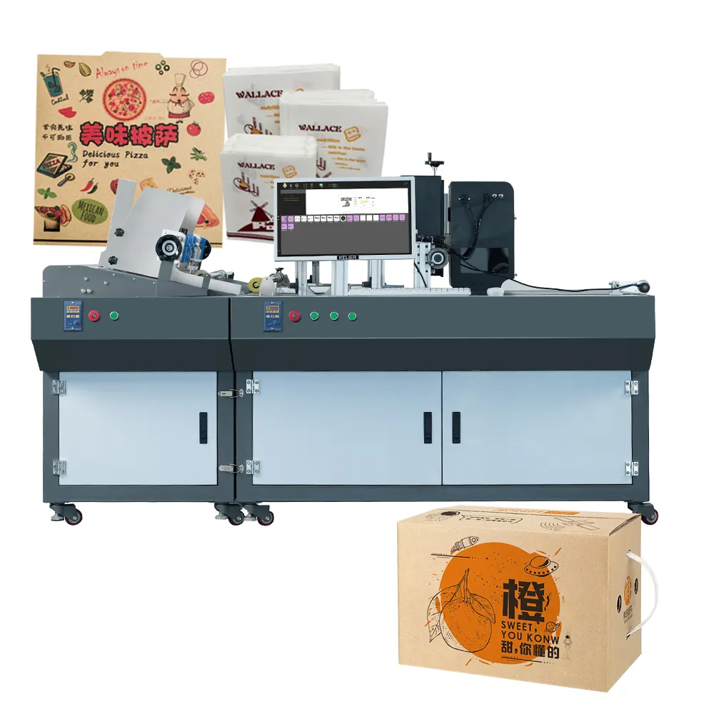 Kelier FI1000 Printing Machine d'impression numérique à passage unique de 70mm de largeur Imprimante de cartons ondulés