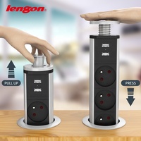 Toma de corriente integrada portátil multifuncional para escritorio, enchufe de sobremesa oculto con 2 puertos de carga USB