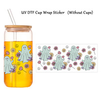 Autocollants de transfert DTF UV personnalisés pour le festival d'Halloween Autocollants de transfert DTF UV pour imprimante de 16oz Autocollant adhésif en vinyle avec une excellente adhérence
