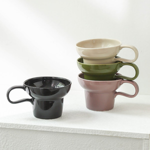 Wholesale Wide Mouth Solid <b>Coffee</b> Cup Household Ceramic <b>Coffee</b> Cup <b>Set</b> with Afternoon Tea <b>Mug</b> - Product Image 6