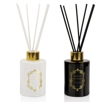 Lot de bougies parfumées de luxe en verre blanc et noir pour la maison, avec diffuseur à bâtonnets – Idéal pour un coffret cadeau