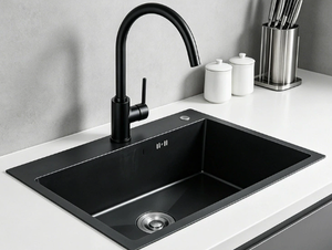304 Stainless Steel Kitchen Sink Large Single Bowl Nano <b>Black</b> Surface Treatment - Product Image 1
