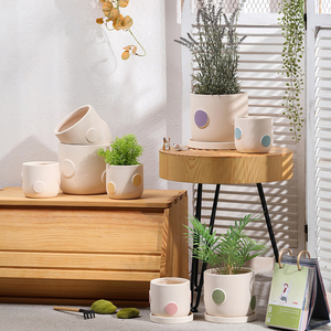 Maceta Nórdica de Terracota Pintada a Mano con Orificios y Base, Ecológica, Duradera, <span class=keywords><strong>para</strong></span> Jardín, Hogar y Exteriores - Product Image 3