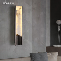 Applique murale en marbre de luxe postmoderne, design linéaire long, pour escalier, salon, fond TV, chambre à coucher, chevet