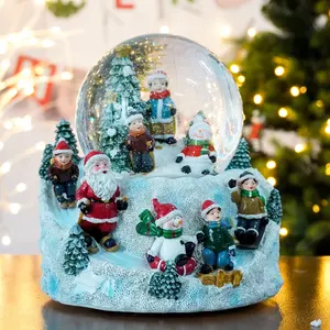 Globos de neve de papai noel, enfeites de bola de cristal musical personalizados para crianças, presentes de natal