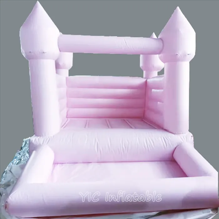 Used Commercial Kids Pink Bounce House With Pool Pastel Inflatable Wedding Bouncer House With Ball Pit