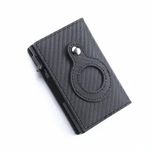 알루미늄 지갑 포켓 Suppliers-새로운 디자인 애플 Airtag 반대로 분실된 장치를 위한 진짜 탄소 섬유 지갑을 가진 알루미늄 Airtag 카드 홀더 지갑 주머니