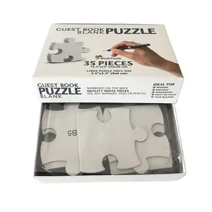 Manufacture Wholesale 2.3mm Paper 35 Pieces Guest Book Blank Puzzle Written Drawing Jigsaw Puzzle