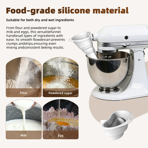 Entonnoir de cuisine pliable en silicone en forme de V avec trou de suspension pour batteur sur socle, idéal pour la pâtisserie et le transport, cadeau idéal pour la voiture - Product Image 5