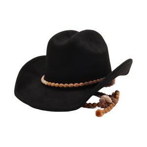 Sombrero de Vaquero de Gamuza de Buena Calidad <span class=keywords><strong>SU47</strong></span> con Accesorios de Cuentas de Estilo Étnico para Senderismo al Aire Libre - Product Image 2