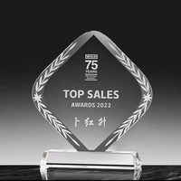 Pujiang usine en gros clair prix plaque vierge verre trophée tasse personnalisé cristal prix plaques pour l'anniversaire de l'employé