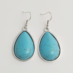 Conjunto de Joyería de Acero Inoxidable Plateado con Piedras Indias Geométricas, Estilo Bohemia Occidental, Collar con Colgante de Turquesa y Pendientes para Mujer - Product Image 5