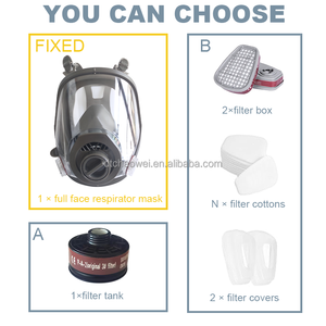 Equipo de protección personal Pintura de pintura con <span class=keywords><strong>cartuchos</strong></span> de doble filtro Mascarilla de gas civil de cara completa con tanque de oxígeno para el FM-102B - Product Image 4