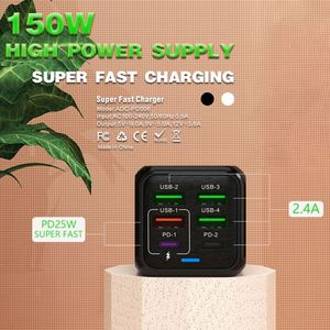 Cargador rápido de 6 puertos USB <span class=keywords><strong>tipo</strong></span> C PD 150W Cargador rápido para <span class=keywords><strong>IPhone</strong></span> 15 16 para Samsung Xiaomi Huawei <span class=keywords><strong>Honor</strong></span> cargador USB para teléfono móvil - Product Image 4
