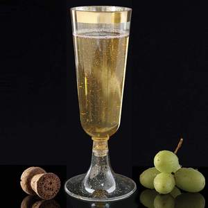 Or En Plastique <span class=keywords><strong>Champagne</strong></span> Flutes-5oz Or Glitter avec une Jante D'or <span class=keywords><strong>Champagne</strong></span> Tasses En Verre Parfait pour la Partie/Mariage - Product Image 2