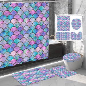 Hiện Đại In Thiết Kế Nàng Tiên Cá Tắm Rèm Rèm Tùy Chỉnh Polyester Không Thấm Nước Vải Với Phim Hoạt Hình Móc Cho Phòng Tắm Sử Dụng - Product Image 3