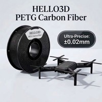 Filament PETG en fibre de carbone haute résistance HELLO3D, texture fibre de carbone, résistant à l'usure et aux chutes, 1 kg, compatible avec les imprimantes 3D FDM, 330 m