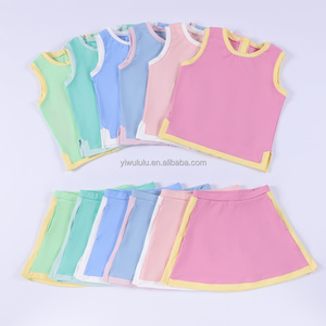 Set gonna a pieghe per ragazze, tessuto traspirante, pantaloncini integrati, top con bottoni posteriori, abbigliamento yoga, taglia personalizzata, spedizione veloce - Product Image 2