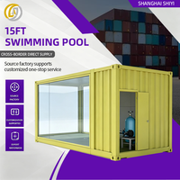 Piscine modulaire carrée de 15 pieds en conteneur, piscine préfabriquée sur mesure en conteneur maritime, verre trempé, villa moderne pour jardin