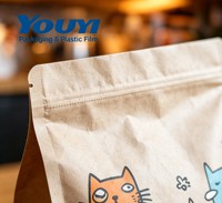 Sac pour nourriture pour chat de qualité alimentaire 250g 500g 1kg avec fermeture éclair refermable, design personnalisé imprimé pour l'emballage de nourriture pour chat