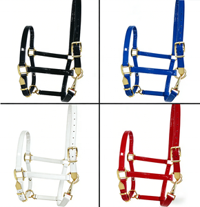 Horshi – Collier de tête réglable en cuir verni avec attache de cou pour un retrait facile, pour chevaux d'équitation et d'écurie - Product Image 1