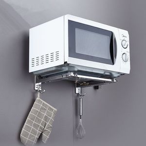 <b>Microwave</b> Oven <b>Bracket</b> Stainless Steel Telescopic <b>Wall</b> Mounted Kitchen Storage Rack - Product Image 1