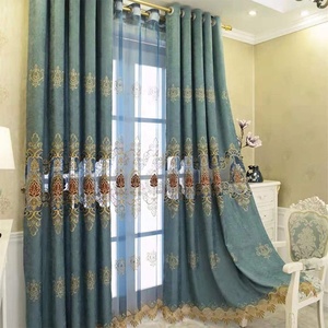 Cortinas bordadas de chenilla gruesa aterciopelada exquisita de lujo agradable de alta calidad para la sala de estar - Product Image 1
