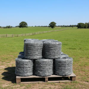 Clôture en fil de <span class=keywords><strong>fer</strong></span> barbelé galvanisé certifiée CE, longueur 200m/500m, protection des voies ferrées et des autoroutes, livraison la plus rapide - Product Image 1