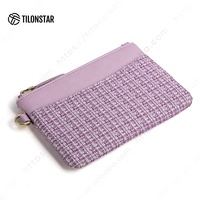 TILONSTAR dompet pendek wanita, dompet koin penyimpan kartu dengan ritsleting gantungan kunci