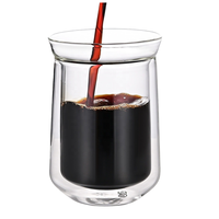 Tasse en verre à double paroi créative à ouverture unique, tasse à café latte américaine en verre borosilicate haute résistance, tasse de partage