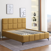 Lit plateforme pliable de style italien mid-century moderne, luxueux, rembourré en velours, taille Queen et King, respectueux de l'environnement