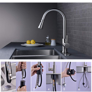 Grifo de cocina estilo rústico en oferta con rociador extraíble y cartucho cerámico, de un solo orificio y un solo manillar - Product Image 6
