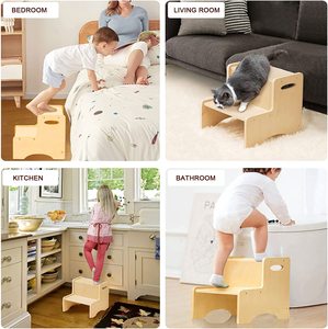 LM KIDS Bois Tabouret Montessori Bébé la Toilette Tabouret Salle de Bain Cuisine Escabeau pour Enfants Formation Pot Lavage - Product Image 5