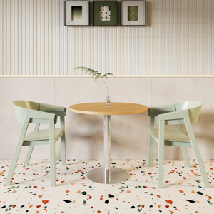 Table et chaises de salle à manger rondes en <span class=keywords><strong>bois</strong></span> modernes avec pieds en métal, 4 places, meubles de maison durables pour restaurant/café - Product Image 1
