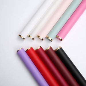 Papier d'emballage pour fleurs en film plastique brillant avec bordure dorée, imperméable, de luxe, 58*58 cm, pour célébration de mariage - Product Image 4