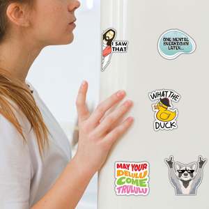 Carte de visite magnétique en papier au design Art Déco personnalisé, aimant de réfrigérateur, légère, imperméable, de forme ovale, cadeau publicitaire promotionnel - Product Image 1