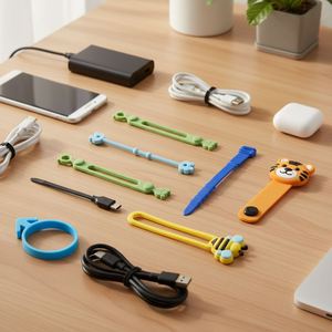 LA Reusable Silicone Rubber Magnetic Cable <b>Ties</b> Strap Multi Color Flexible Silicone Cable Wire Organizer <b>Clips</b> - Product Image 3