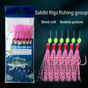 Sabiki Lure Hook Rigs per attrezzatura da <span class=keywords><strong>pesca</strong></span> <span class=keywords><strong>pesca</strong></span> <span class=keywords><strong>in</strong></span> <span class=keywords><strong>mare</strong></span> <span class=keywords><strong>in</strong></span> acqua salata Sabiki Lures esche per la pelle di pesce con perline luminose Sabiki Rigs - Product Image 2
