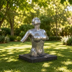 Escultura Moderna de Acero Inoxidable Plateado Personalizada con Acabado Pulido Espejo para Decoración de Jardín - Product Image 3