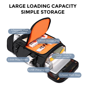 Sac à dos FENRUIEN pour l'école, sacs pour hommes, noir, rangement individuel pour chaussures, grande capacité 32L, ordinateur portable 17,3 pouces, voyage, charge USB, bagages - Product Image 4