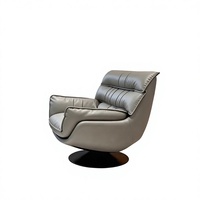 Fauteuil pivotant de salon moderne scandinave en cuir PU écologique, fauteuil de détente individuel de luxe pour salon, fauteuil d'appoint