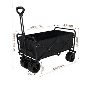 600D 옥스포드 패브릭 접이식 캠핑 왜건, 모래 큰 바퀴용 이동식 테이블 비치 카트가 있는 330L 대용량 유틸리티 카트 - Product Image 1