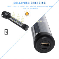 Lampe torche LED multifonctionnelle rechargeable par USB en alliage d'aluminium, marteau de sécurité, lampe de travail LED à énergie solaire, lampe de signalisation